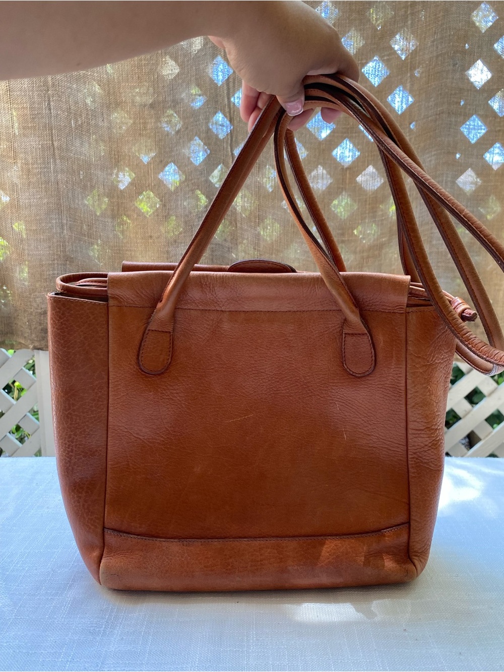 Classic Brown Leather Tote Bag - Women's Shoulder Bag
